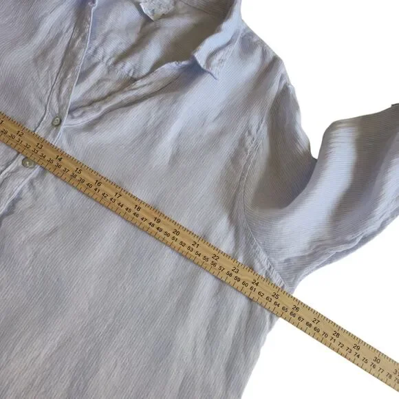 Sigrid Olsen Stripe Linen Coastal Button Up Shirt Size 2X Minimalist - Picture 9 of 11
